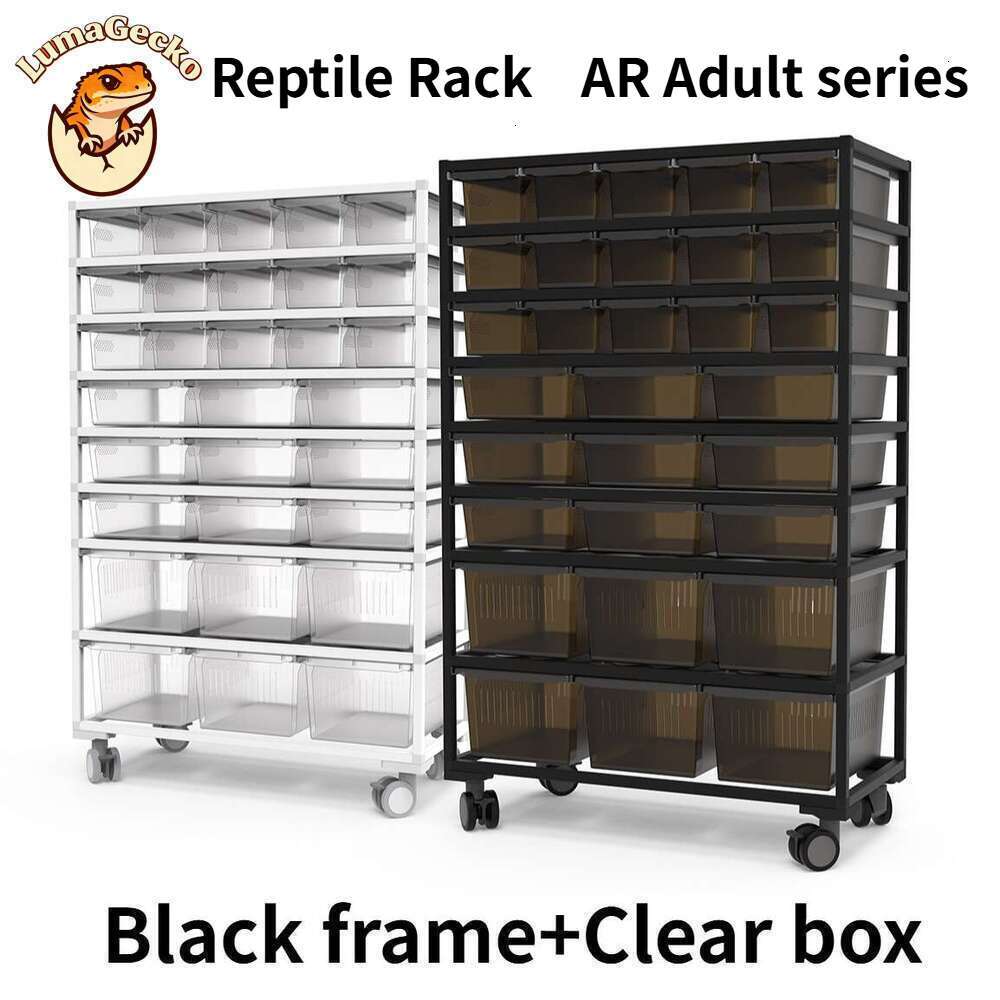 AR Adult Series: Reptile Rack habitat Black Aluminum Alloy Transperant Box Reptile Pet Snake Leopard Print Eyelash Giant Gecko Breeding Enclosure cage