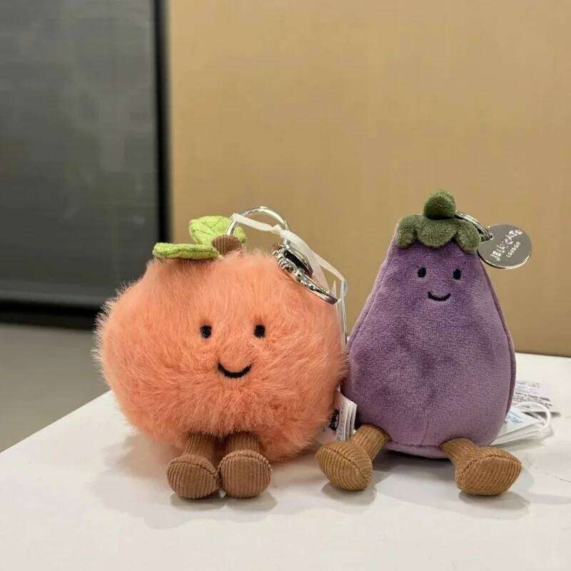 2026 New Best-Selling Fruit Keychain Peach and Eggplant Plush Toy - Home Decor Children's Gift 26L0520