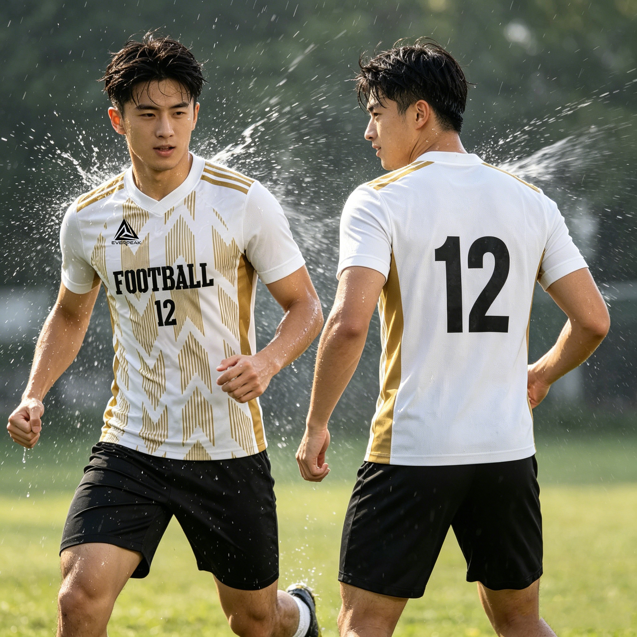 Custom Chevron Pattern Soccer Jersey Set Men Quick Dry Football Uniform with Shorts Customizable Team Name Number Logo for Sports - view 4