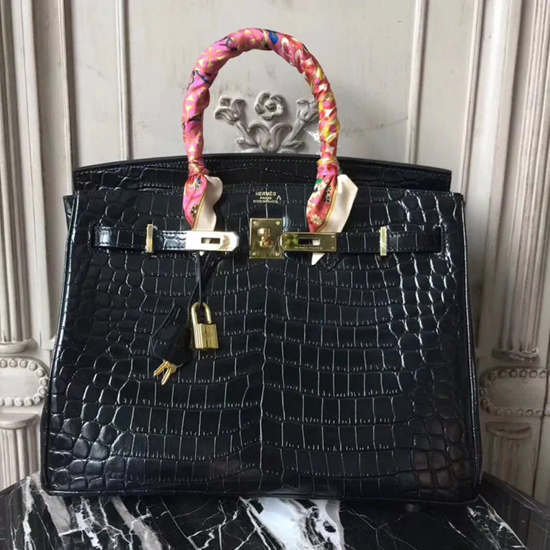 Designer bags birkinise handbag women mirror quality crocodile Alligator Leather handmade lock Gold silver hardware tote classic luxury shoulder bag clutches