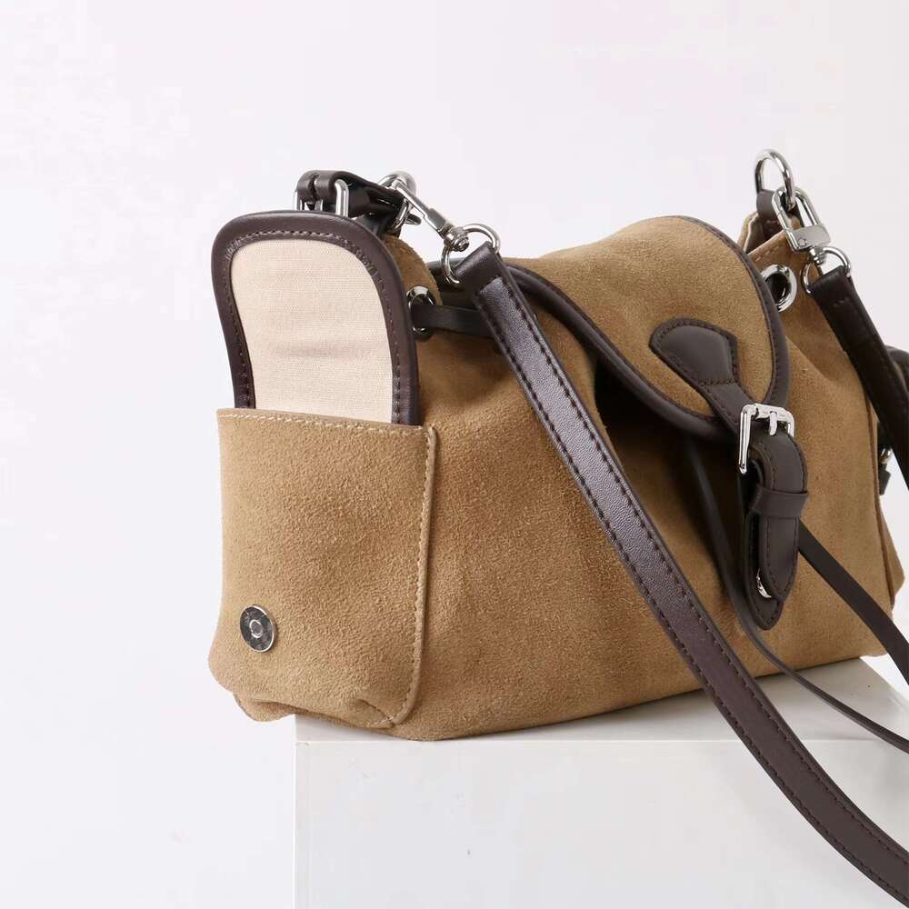 New Arrival Matte Cowhide Tote Bag Color Block Multi Pocket Design Retro Fashion Versatile Casual Commute Daily Crossbody Shoulder Bag SENYY