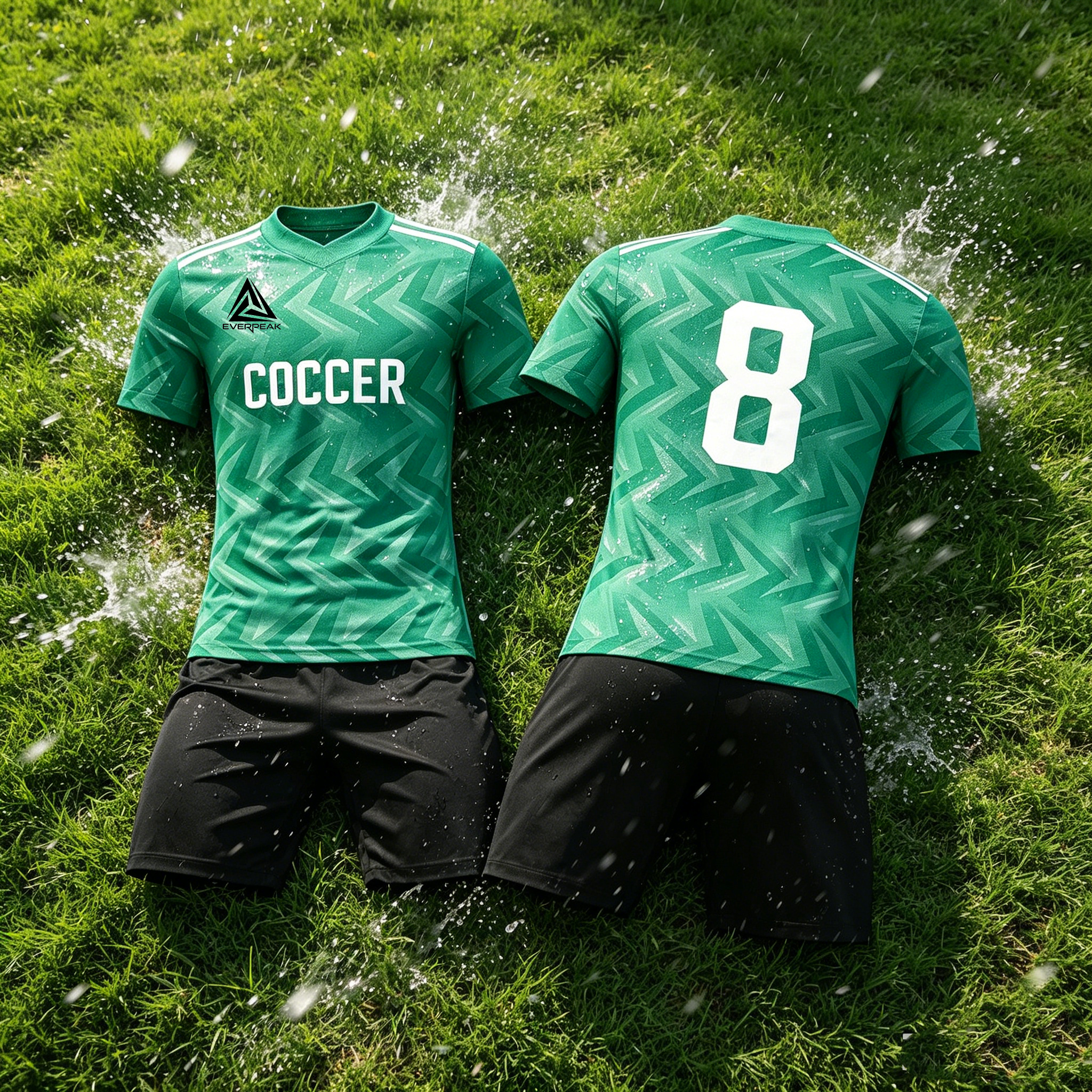 Custom Zigzag Soccer Jersey Set Men Breathable Football Uniform with Shorts Customizable Team Name Number Logo for Matches - view 6