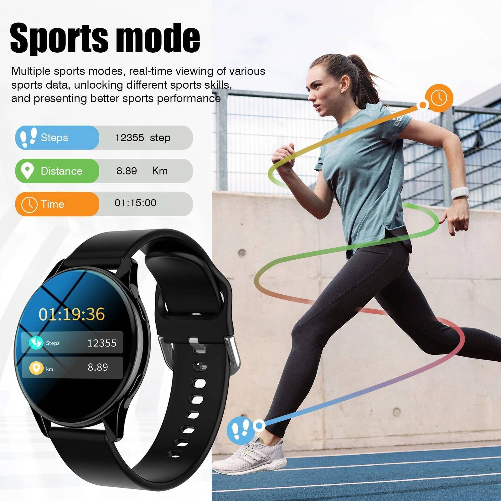 Smart Watch, Wireless Call/Dial, Multi-Sport Mode, Multiple APP Reminders, Suitable for Men and Women, Compatible with IPhone/An - view 7