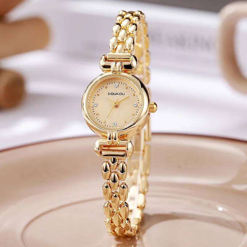 Famous Brand Women Luxury Small Dial Gold Watch Bracelct Strap Quartz Wristwatches Clock Female Dropshipping W260520 - view 4