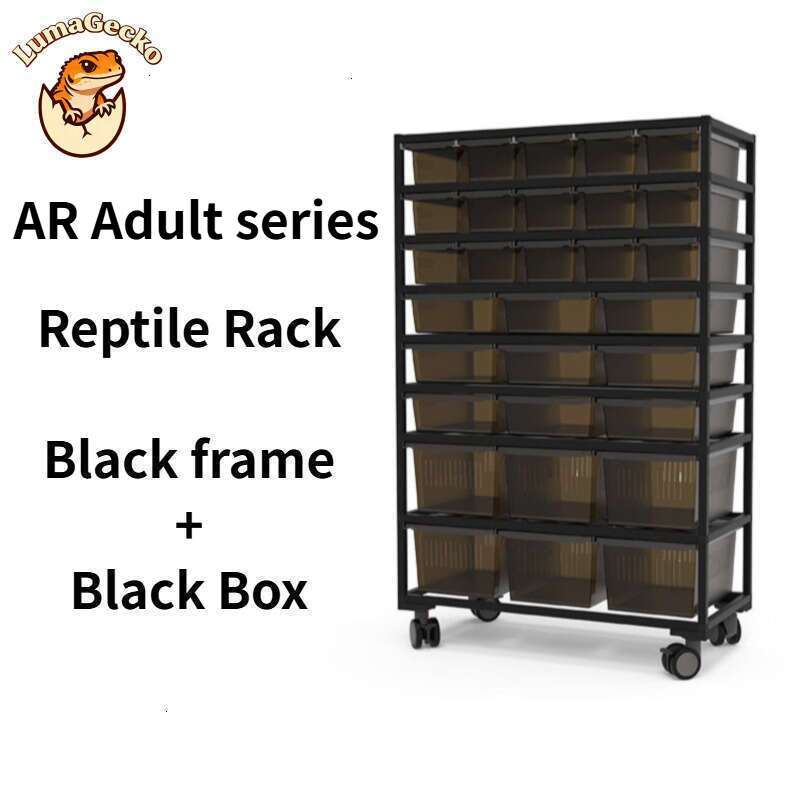 AR Adult Series: Reptile Rack Habitat Black Aluminum Alloy Black Box Reptile Pet Snake Leopard Print Eyelash Giant Gecko Breeding Enclosure Cage Terra