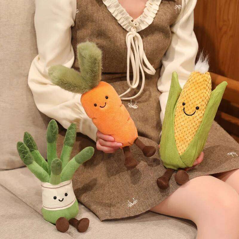 Adorable Vegetable Plush Set Cute Toy Doll Carrot Corn Asparagus Stuffed Fluffy Critter Collection 26L0520