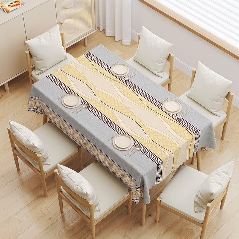 YL-38676 Custom Premium Tablecloth - Waterproof, Oil-proof, Wash-free, Heat-resistant, Thickened PVC, Simple Home Coffee Table Cloth