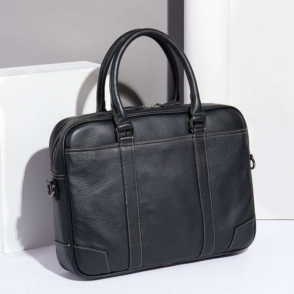 Men New Genuine Leather Business Briefcase Large Capacity Laptop Bag Stylish Portable Travel Office Commute Shoulder Crossbody Handbag SENYY
