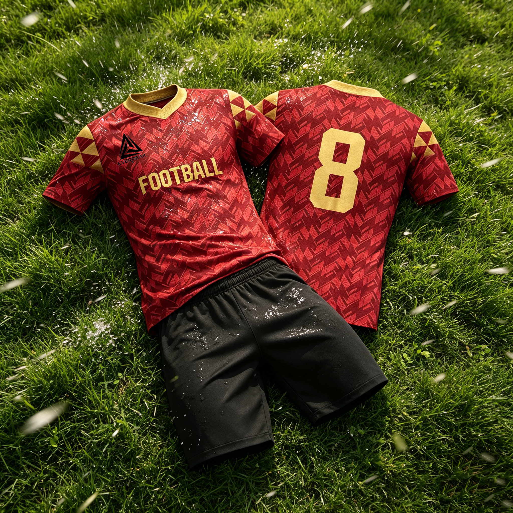 Custom Diamond Pattern Soccer Jersey Set Men Quick Dry Football Uniform with Shorts Customizable Team Name Number Logo for Sports - view 5