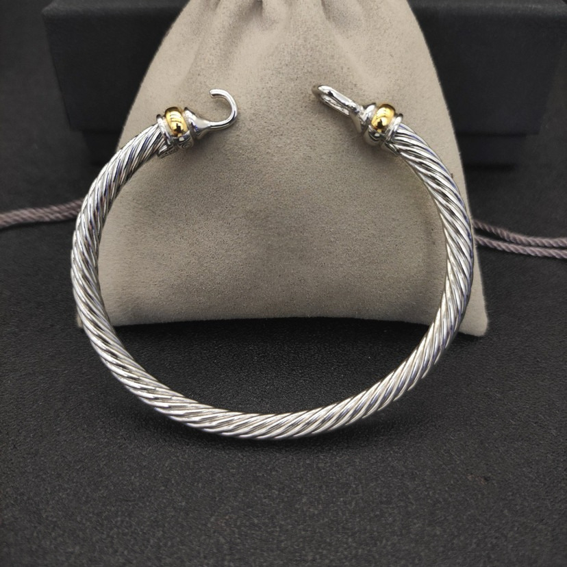 Bracelet designer Men Double Twisted Cable Wire Bracelet Charm Sliver Cross Women Platinum Plated Color Ring Opening Jewelry