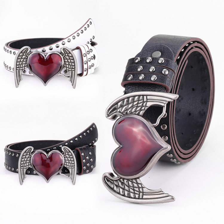 Luxury Brand Designer's New Punk Hip-hop Rock Leather Belt For Fashionable Female Skull Love Lockets Y2k Cool Girl Subculture Waist Belt For Wome