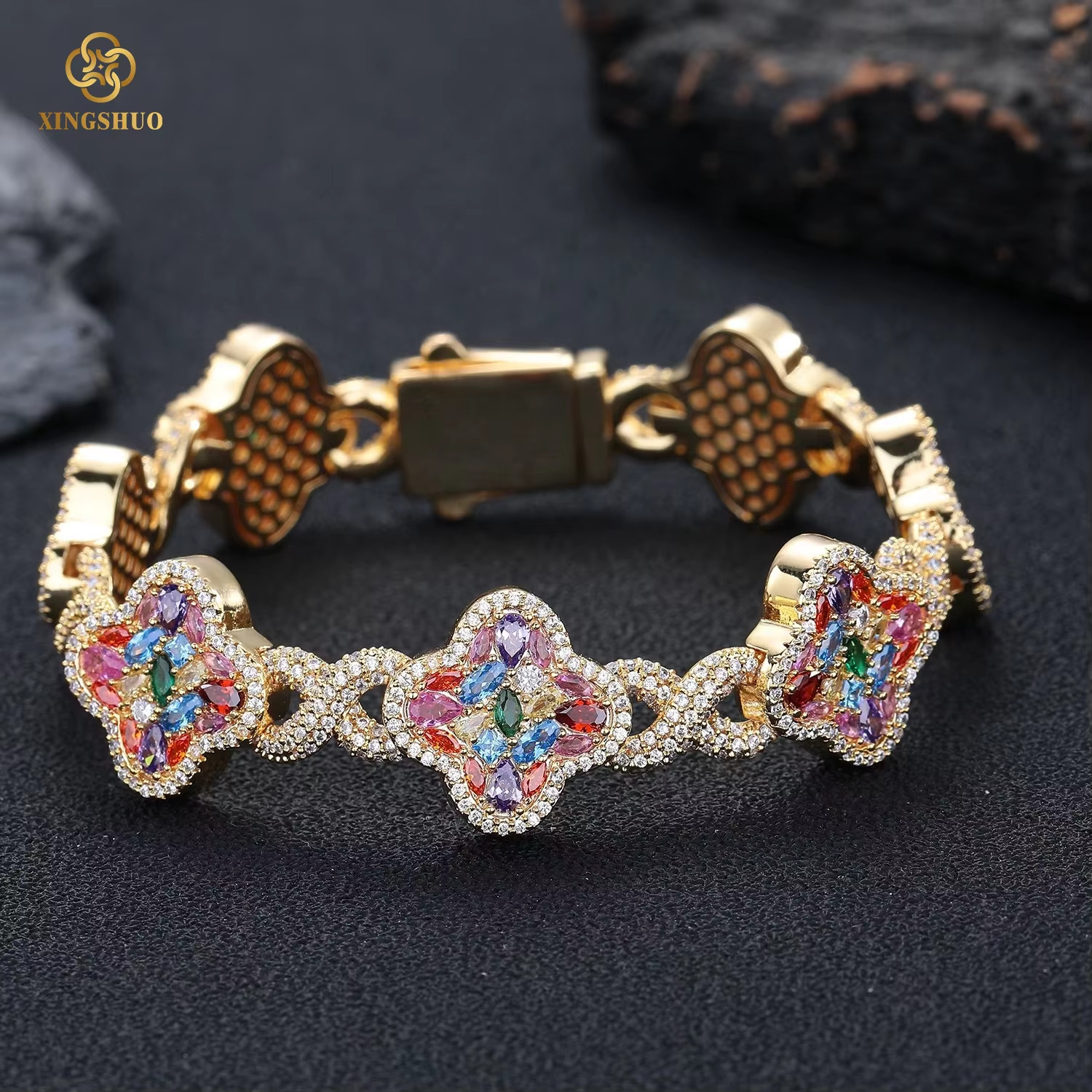 Factory Direct Mens 10mm Multicolor Moissanite Bracelet with Moissanite Diamond Shine Elegant Luxury Jewelry Bracelet