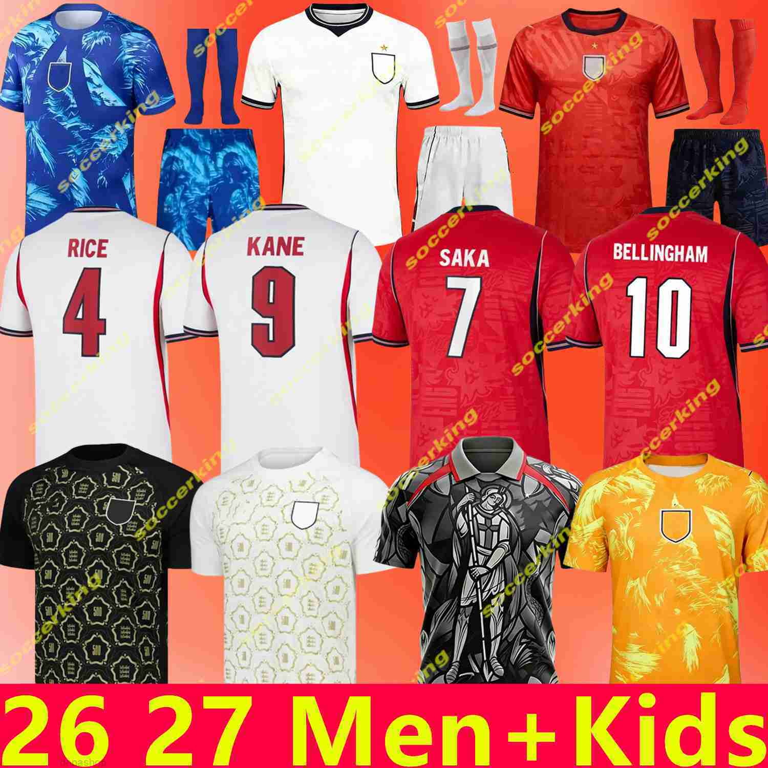 england 26 27 World Cup 2026 Soccer Jerseys retro football tops football shirt BELLINGHAM kits BECKHAM KANE SAKA RICE FODEN National Team Kids Kit mai