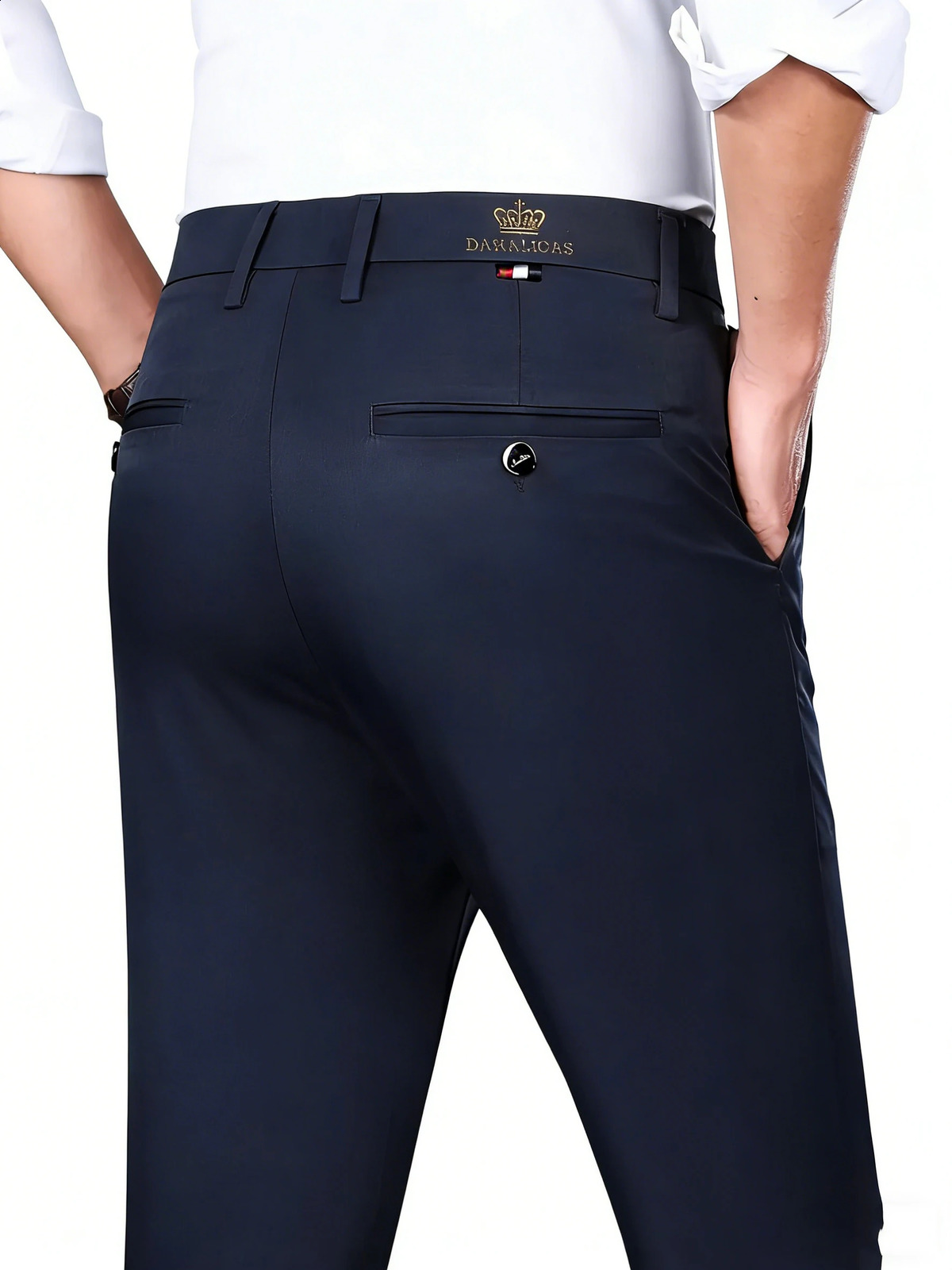 Mens 2Pack Slim Fit Stretch Dress Pants Navy Blue Business Casual Trousers for Office Daily Wear 260520 - view 5