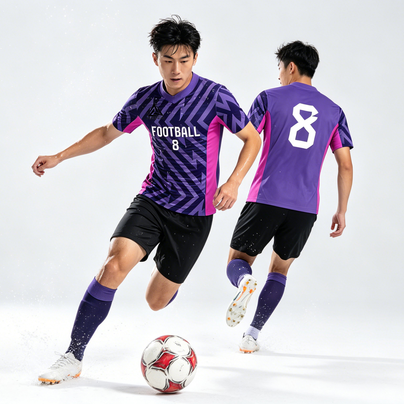 Custom Lightning Stripe Soccer Jersey Set Men Quick Dry Football Uniform with Shorts Customizable Team Name Number Logo for Sports - view 3