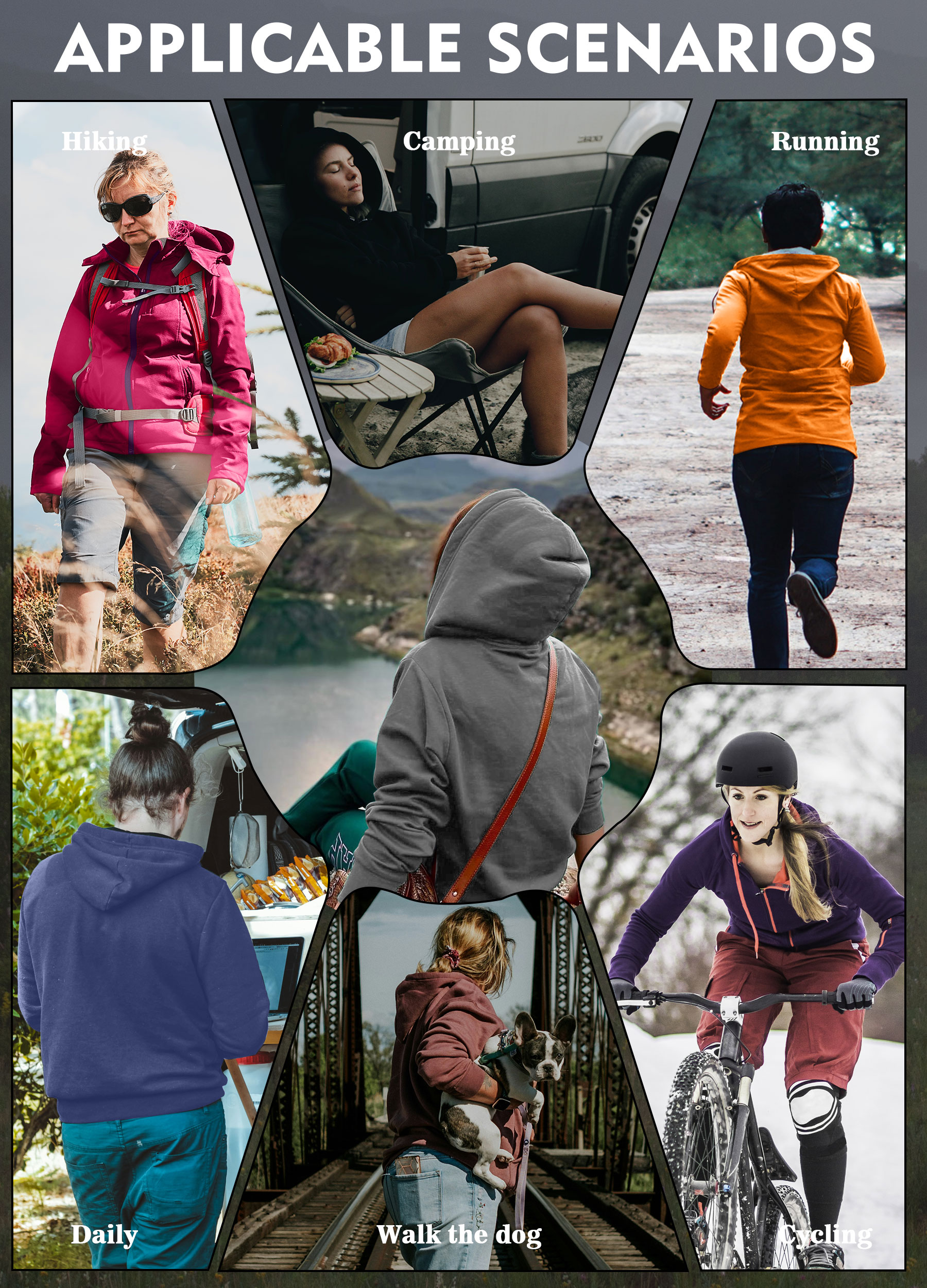 Women's Waterproof Breathable Jacket, Fleece Lined Hooded Transition Coat, Windproof Outerwear for Running, Hiking, Camping & Daily Wear