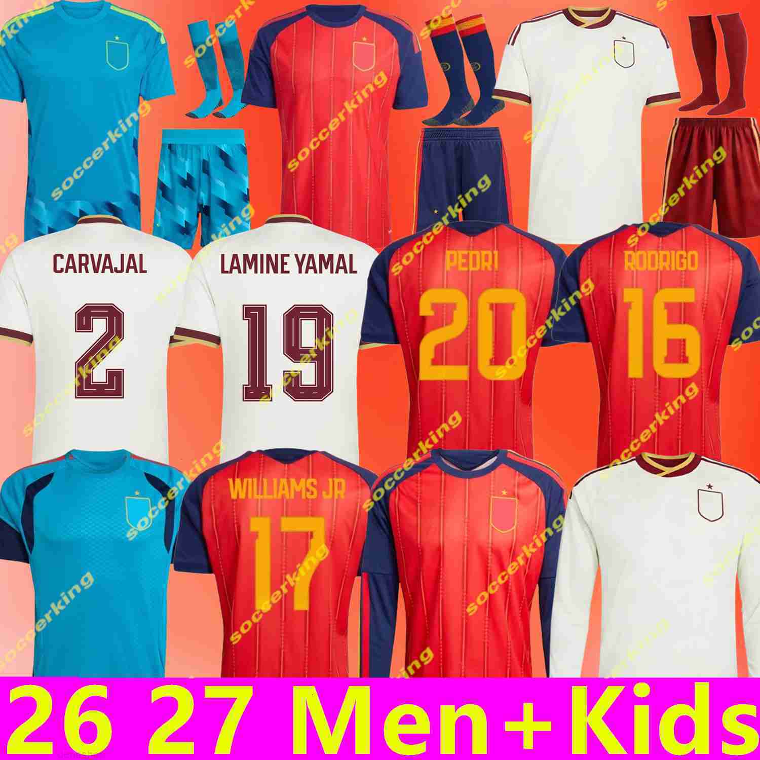 spain world cup 2026 Jersey Soccer MORATA FERRAN CARVAJAL 26 27 National Team Football shirt Men Kids Kit LAMINE YAMAL Camiseta Espana RODRI OYARZABAL