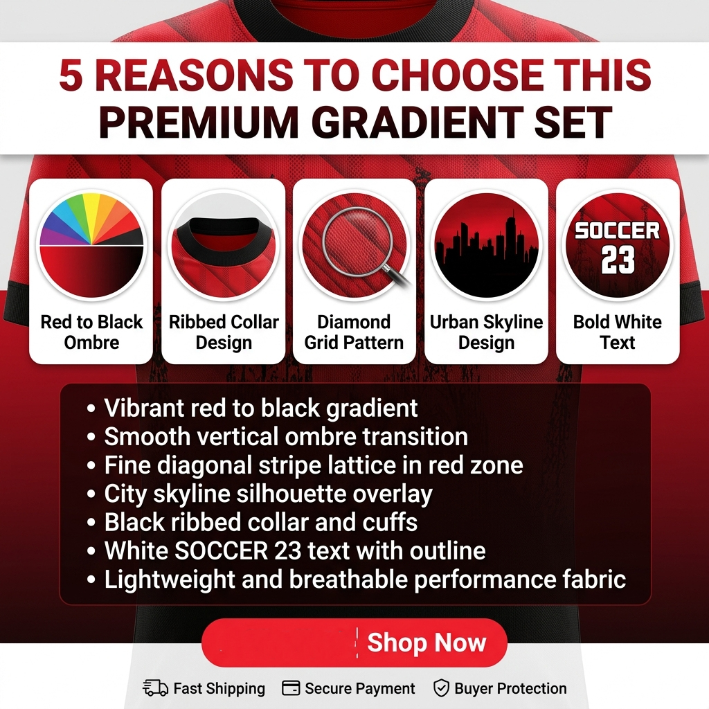 Custom Gradient Soccer Jersey Set Men Quick Dry Football Uniform with Shorts Customizable Team Name Number Logo for Matches - view 8