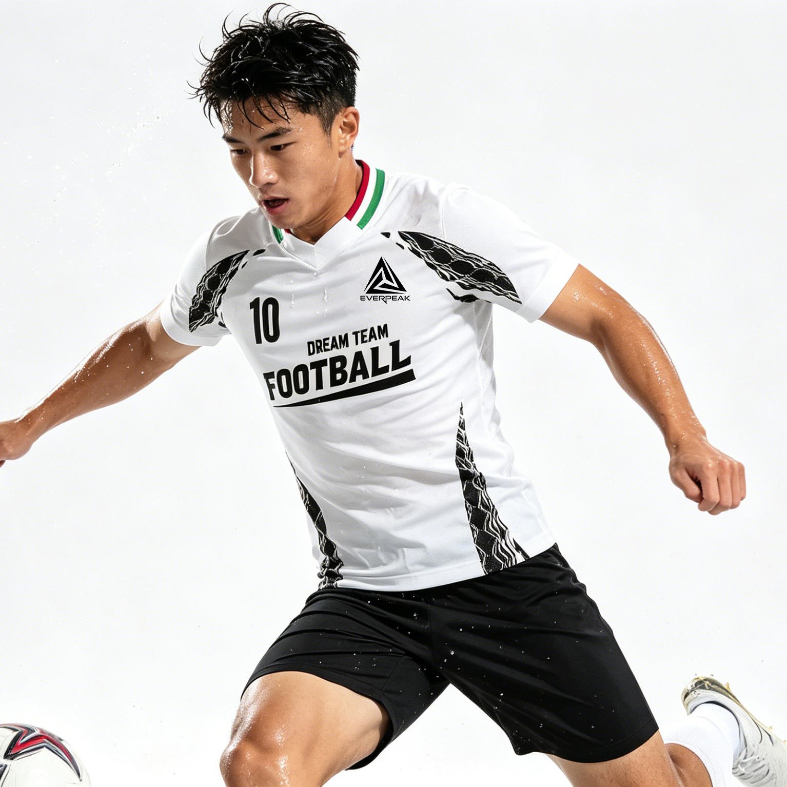 Custom Soccer Jersey Set Men Purple Blue Gradient Leaf Pattern Football Uniform with Shorts Personalized Breathable Kit - view 3
