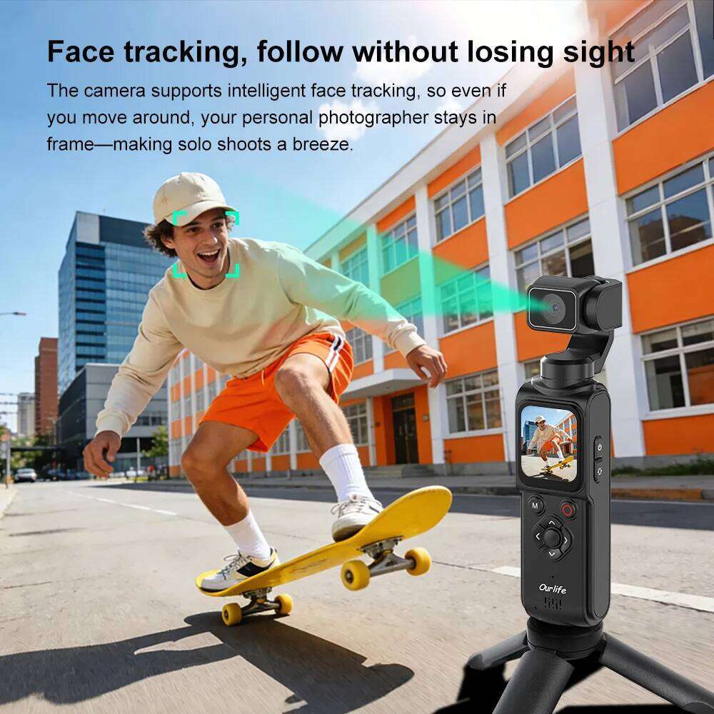 Ourlife 4K Action 330 Face Tracking Gimbal Stabilizer 1.72 Inch Touch Screen 64MP Pocket Digital Camera WiFi Sports Cam 26Y0520