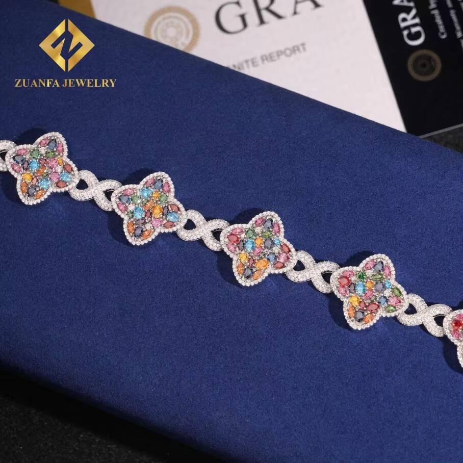 Factory Direct Mens 10mm Multicolor Moissanite Bracelet with Moissanite Diamond Shine Elegant Luxury Jewelry Bracelet
