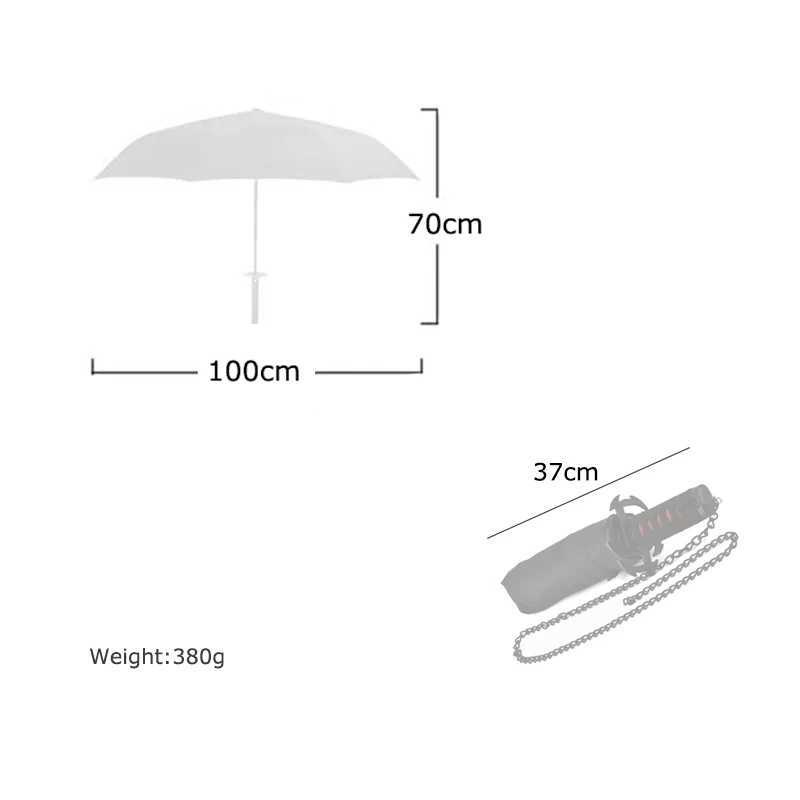 Kamado Tanjirou Katana Sunny Rainy Umbrella 3 Fold Sunscreen Rain-proof Demon Slayer One Piece BLEACH Japanese Sword Roronoa Zo C260520