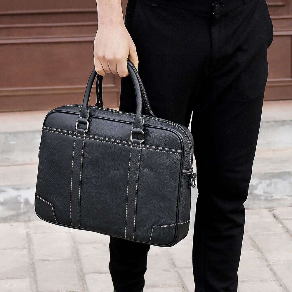Men New Genuine Leather Business Briefcase Large Capacity Laptop Bag Stylish Portable Travel Office Commute Shoulder Crossbody Handbag SENYY