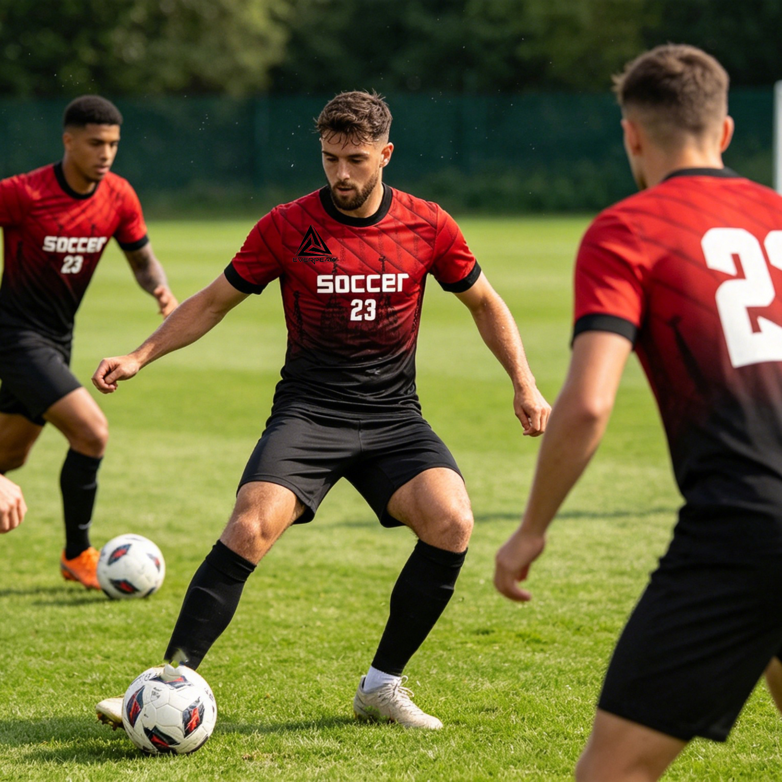 Custom Gradient Soccer Jersey Set Men Quick Dry Football Uniform with Shorts Customizable Team Name Number Logo for Matches - view 4