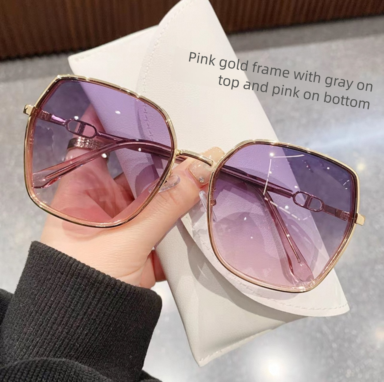 Women's Sport Sunglasses, Frameless Gradient Dark Grey Lenses with UV380 Protection - PC Frame, Metal Accents, Waterproof Coating for Distance Vision, - view 5