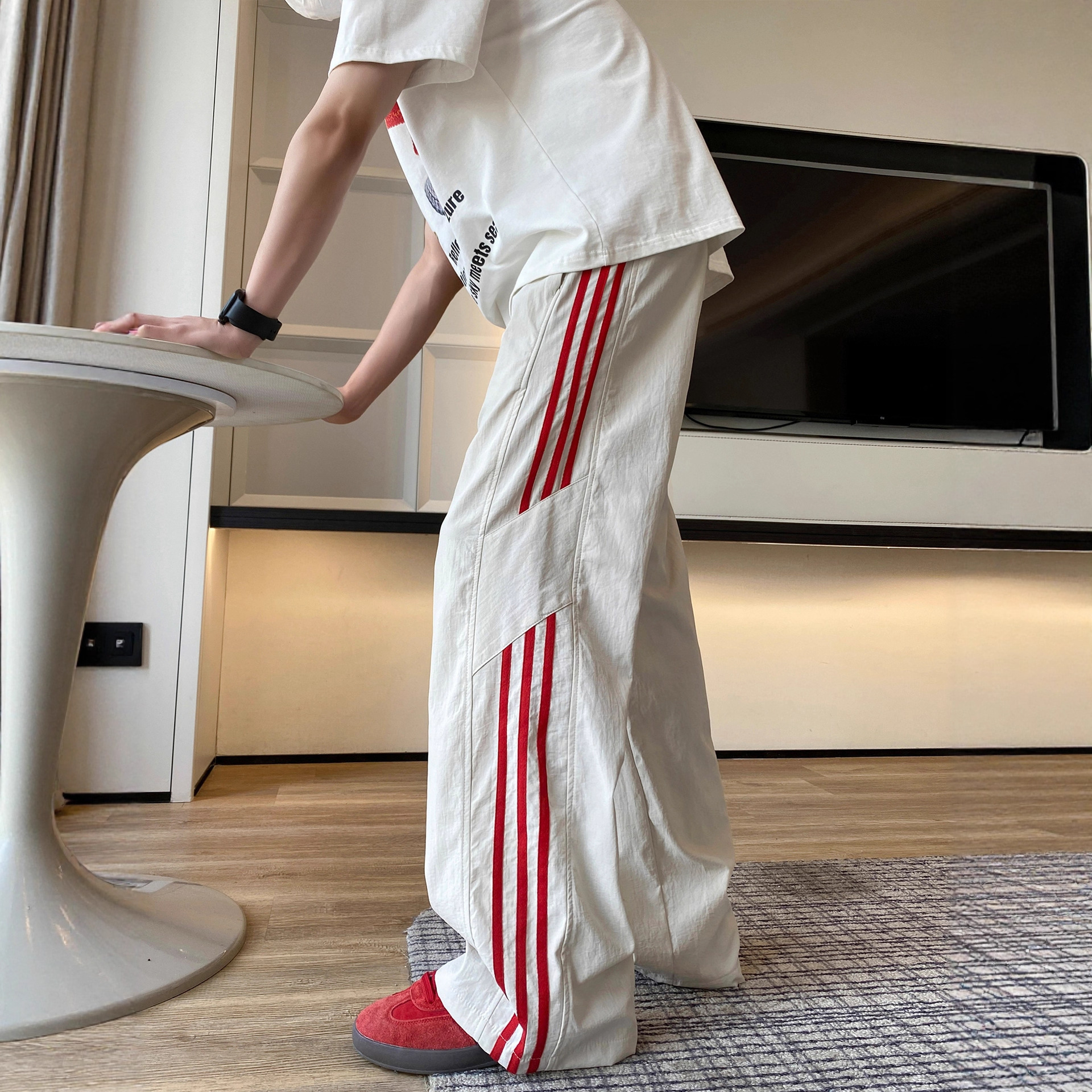 2026 new Quick-drying ice silk pants for men autumn style sports long pants loose straight-leg wide-leg casual pants