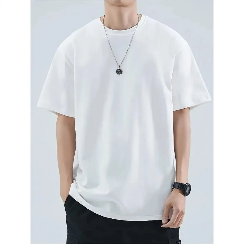 Mens 100 Pure Cotton Solid Color T-shirt Casual Short Sleeved Round Neck T-shirt Suitable for All Seasons in Summer z260520