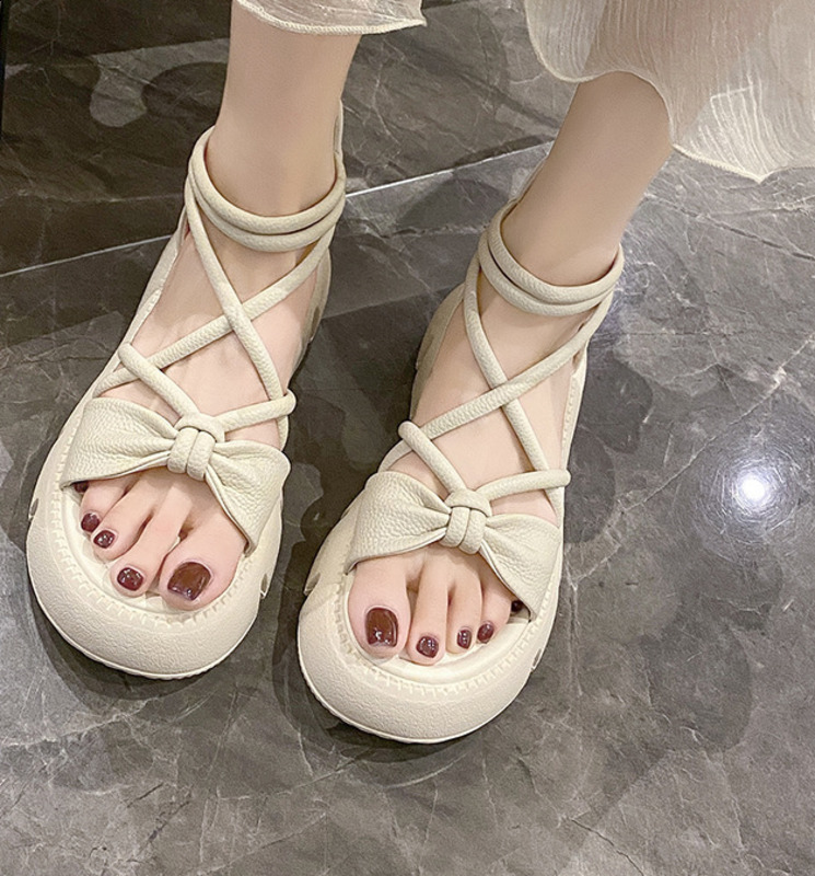 Fashion Woman Gladiator Sandals Ladies Wedge Shoes Female Lace Up Platform Women Cross Straps Boots Thick Bottom 250328