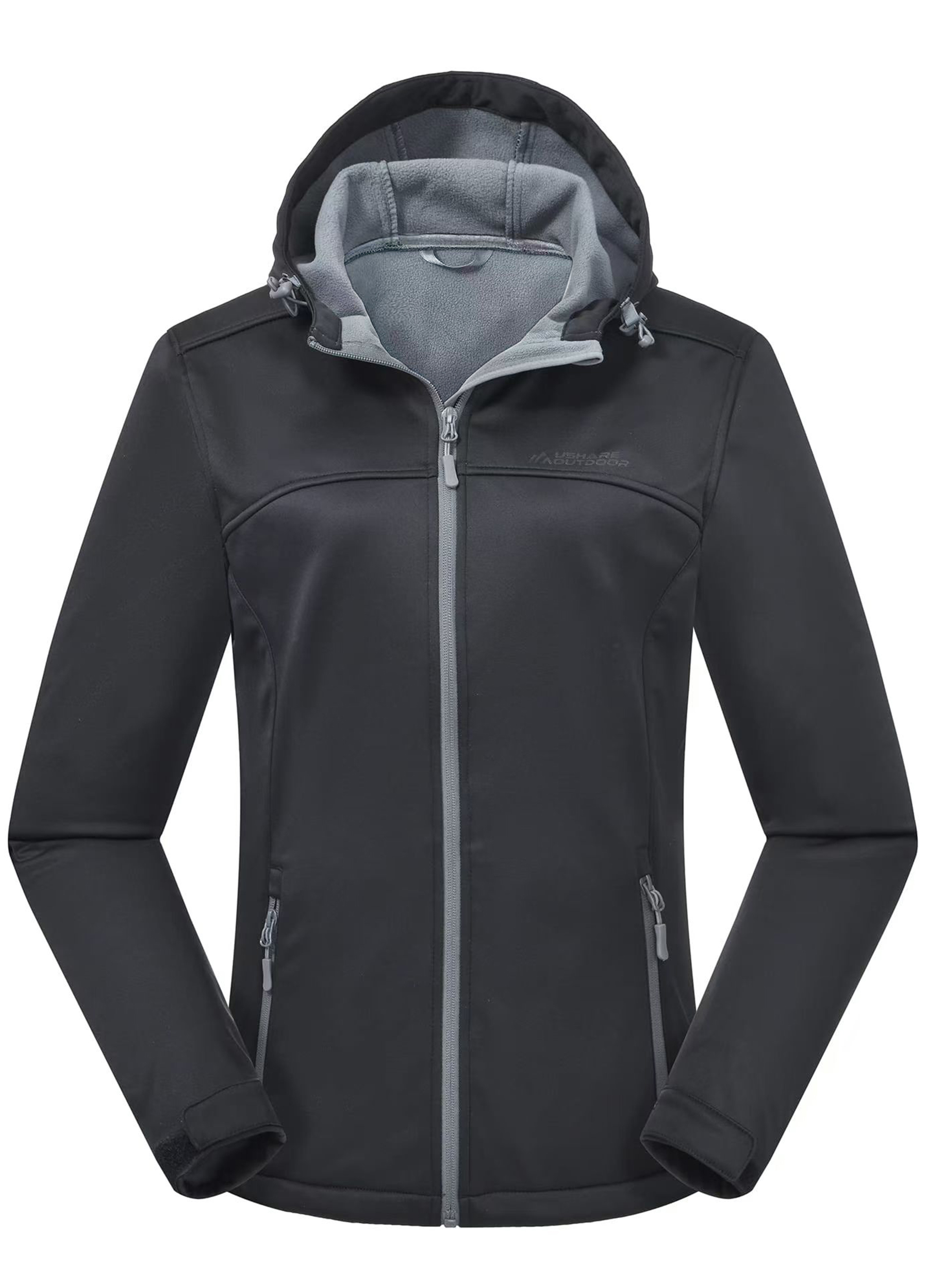 Women's Waterproof Breathable Jacket, Fleece Lined Hooded Transition Coat, Windproof Outerwear for Running, Hiking, Camping & Daily Wear