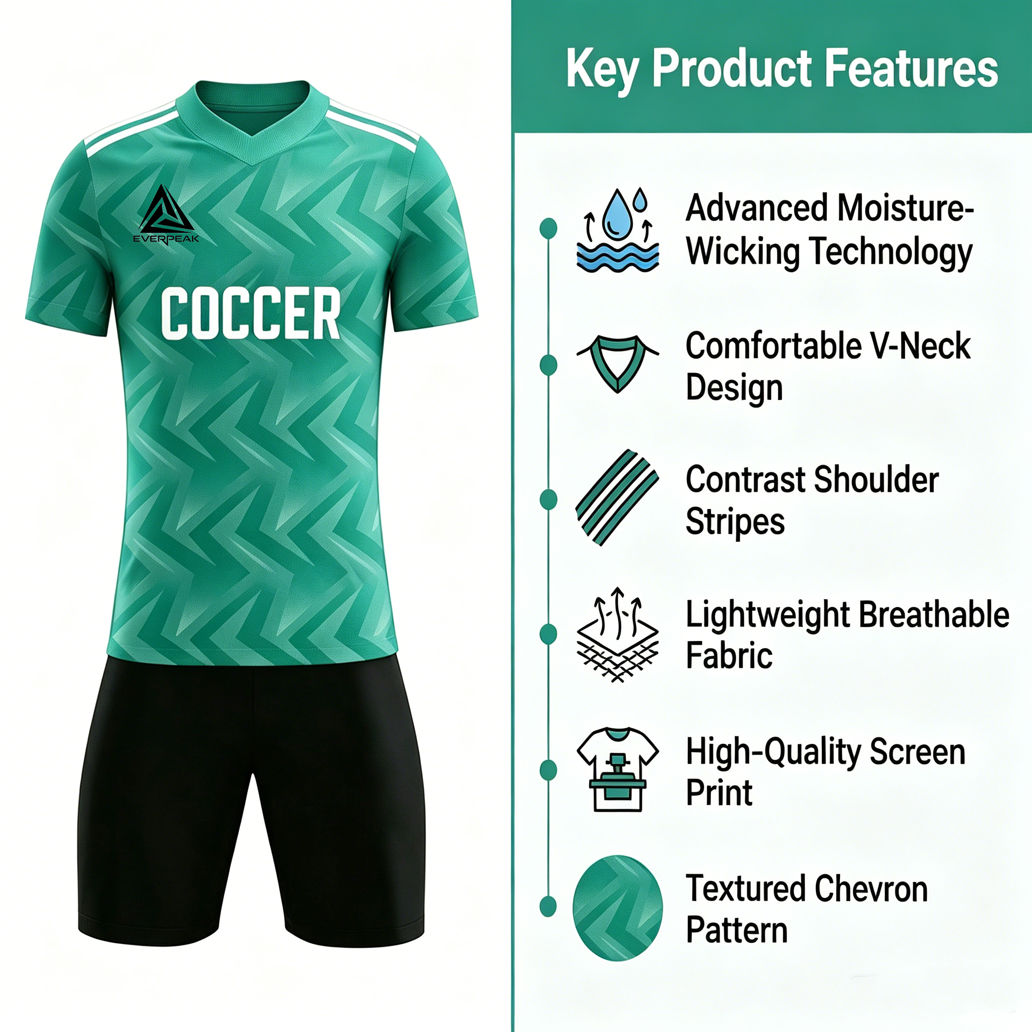 Custom Zigzag Soccer Jersey Set Men Breathable Football Uniform with Shorts Customizable Team Name Number Logo for Matches - view 4
