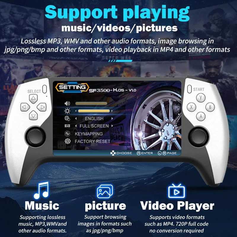 Multifunctional 5 Inch IPS HD Retro Handheld Game Console SF3500 Support Multi-System with FHD Port Dual Core256GB Expandable H260519