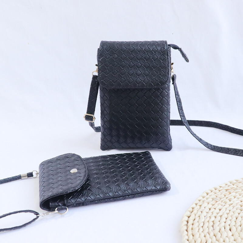Mini Small 2021 New Korean Version Large Screen Phone for Women Vertical Woven Leather Shoulder Crossbody Bag Coin Purse
