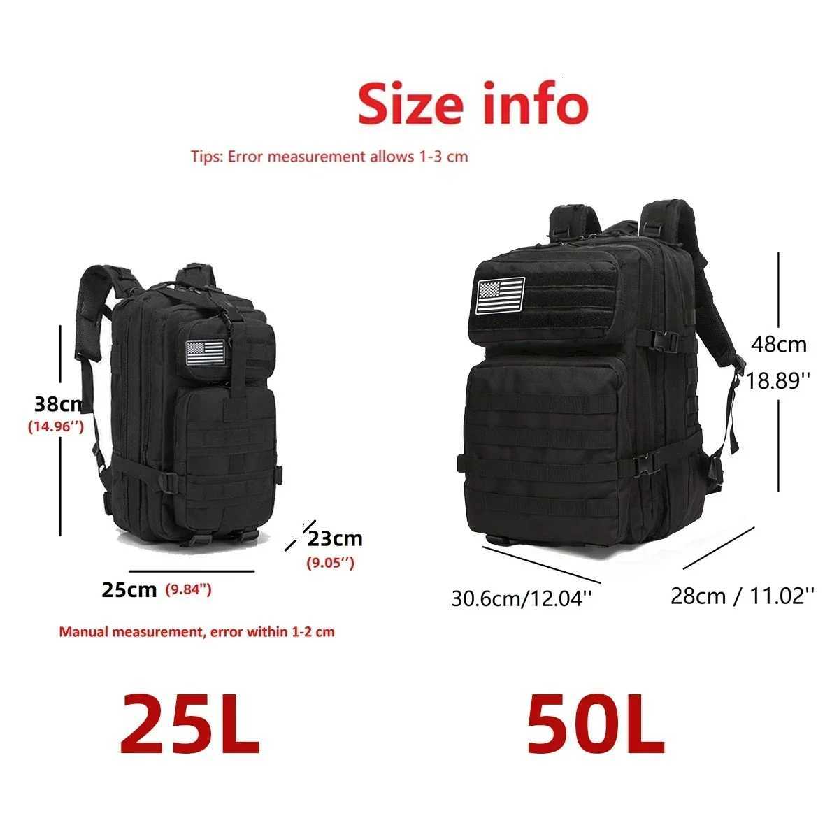 25L/50L Tactical Backpack Molle Bag Outdoor Bags Backpack for Hiking Camping Trekking Hunting Fishing GYM Bags Backpacks M260520