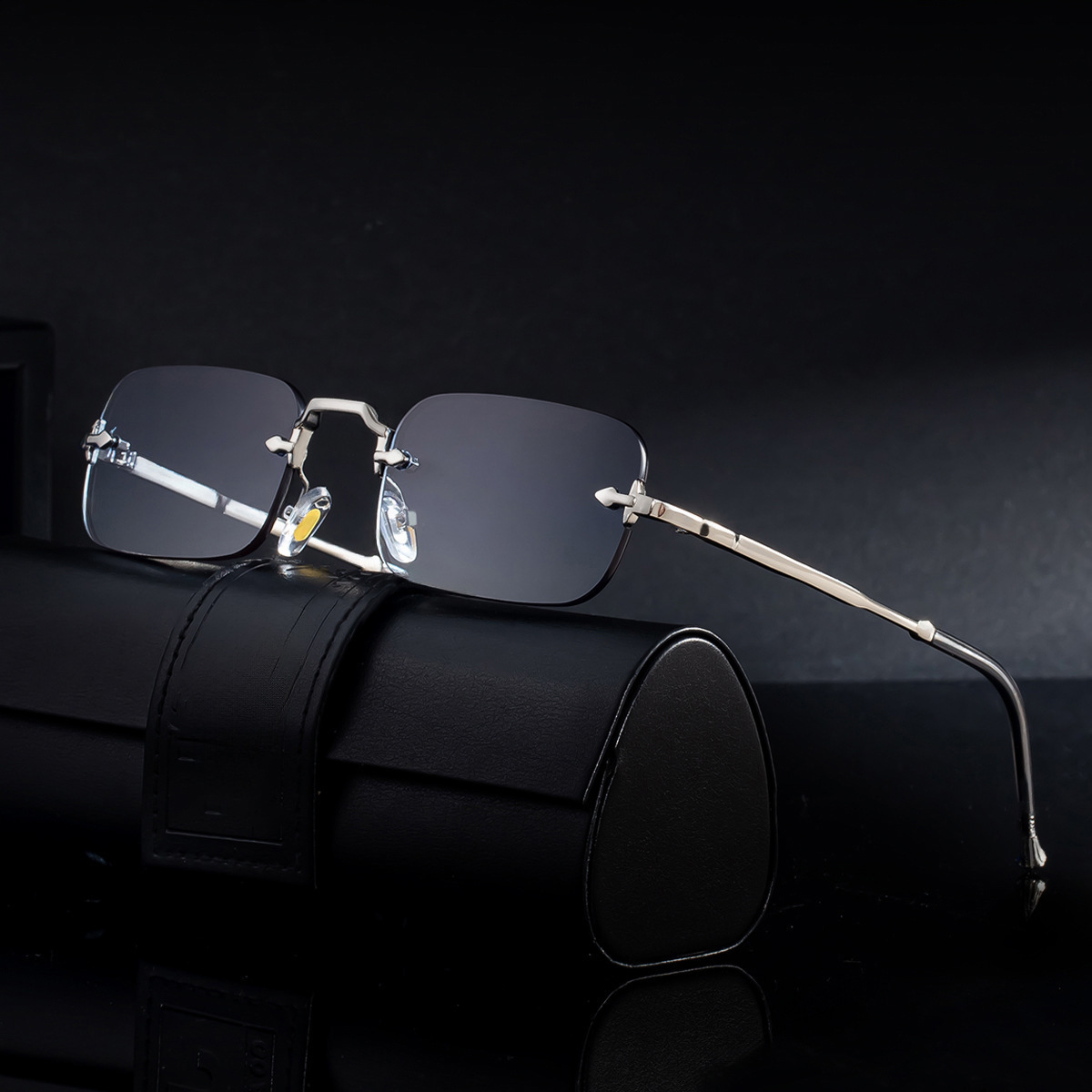 Small Frame Rectangle Rimless Punk Sunglasses Men 2025 Vintage Metal Sun Glasses For Male Classic Shades UV400 260119