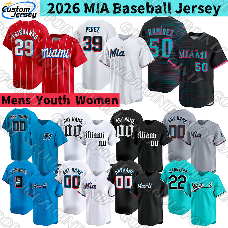 Miamis Marlins Jersey Eury Perez Sandy Alcantara Agustin Ramirez Fairbanks jersey Jakob Marsee Edwards Lopez Stowers Andre Dawson Florida Marlin Baseb