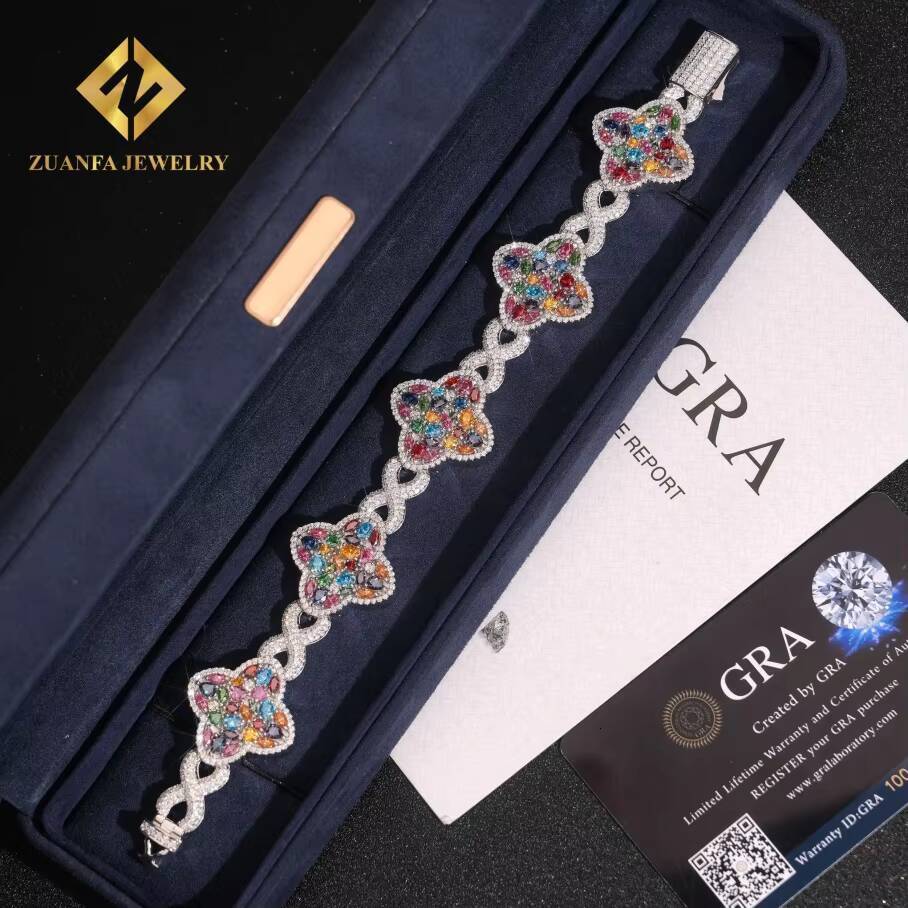 Factory Direct Mens 10mm Multicolor Moissanite Bracelet with Moissanite Diamond Shine Elegant Luxury Jewelry Bracelet