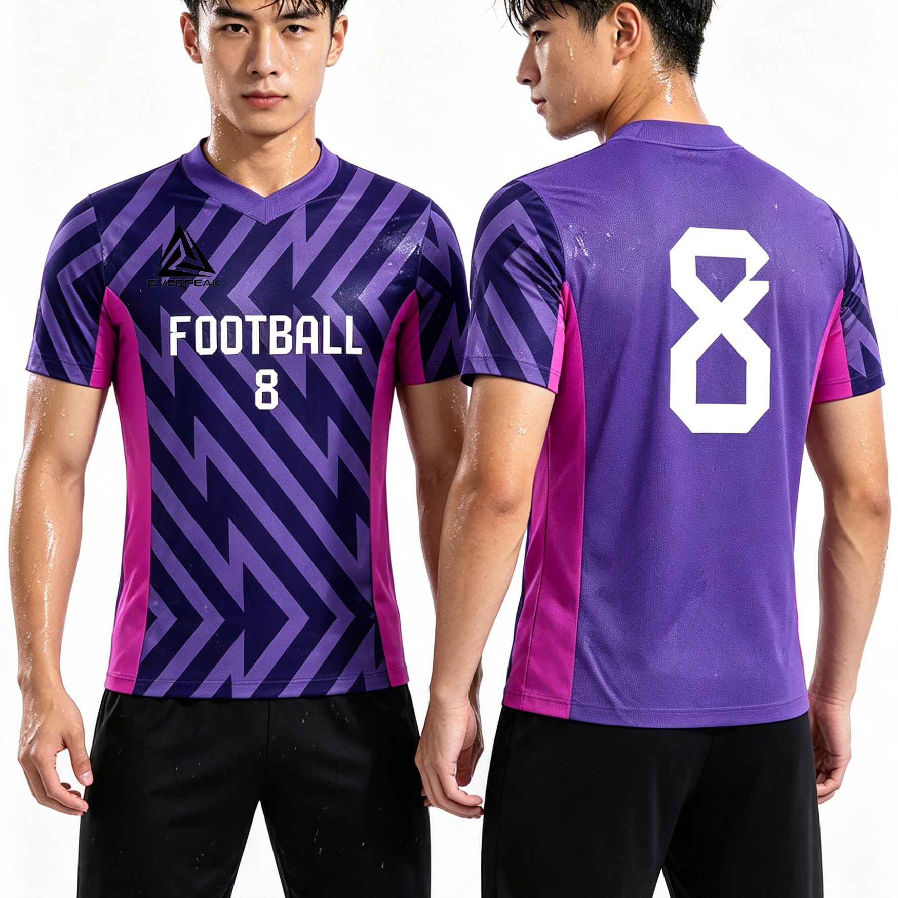 Custom Lightning Stripe Soccer Jersey Set Men Quick Dry Football Uniform with Shorts Customizable Team Name Number Logo for Sports - view 5