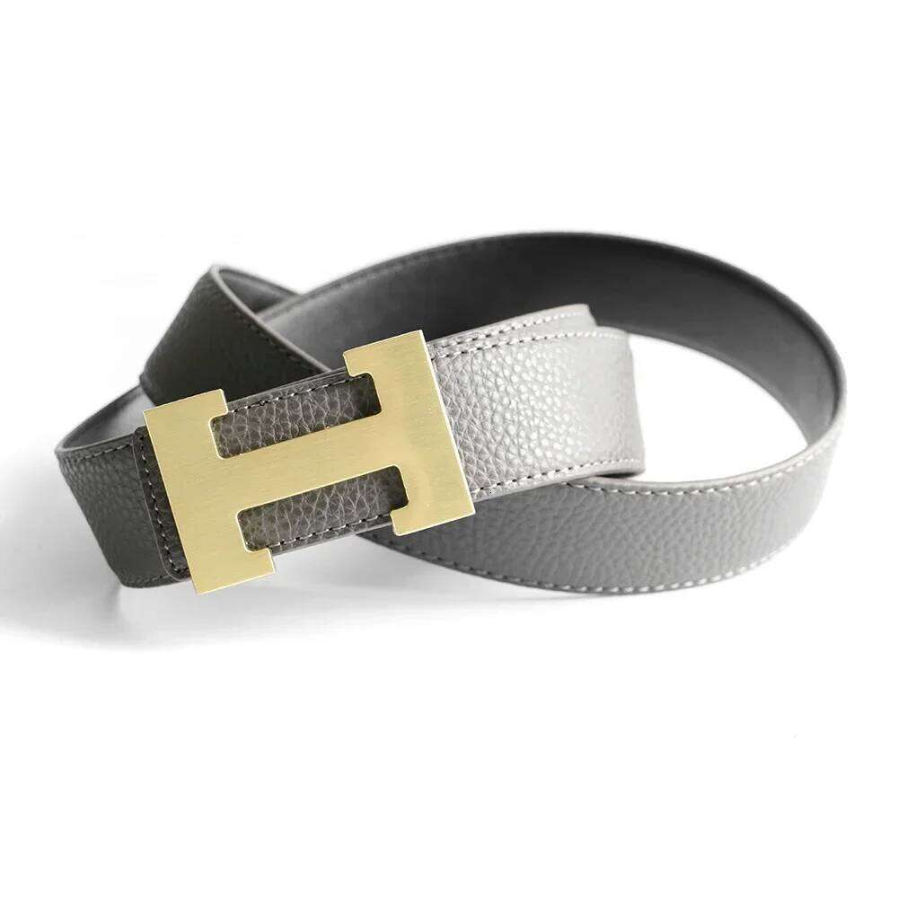 Top Luxury Designer Brand H Buckle Belt Men High Quality Women Genuine Real Leather Dress Strap for Jeans Waistband Grey J260520