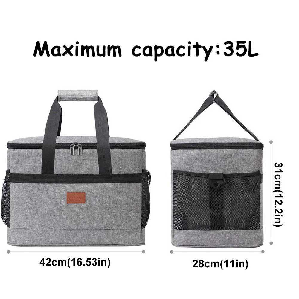 35L Large Capacity Collapsible Cooler Bag Insulated Picnic Lunch Bag Box Cooling Bag for Outdoor Travel Camping BBQ Family Party M260520