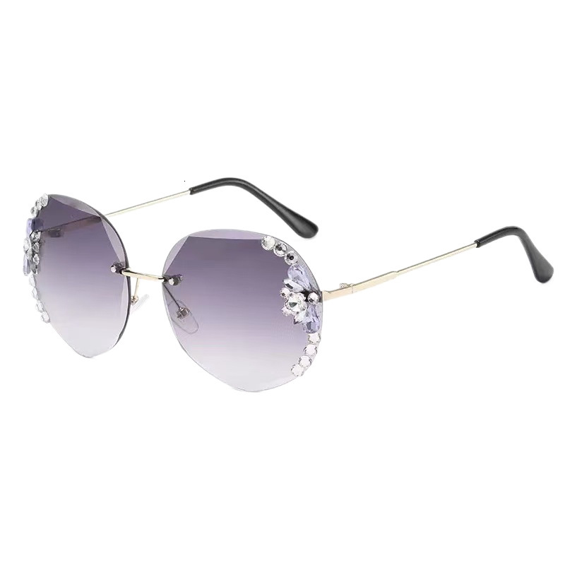 Women's Sport Rhinestone Sunglasses, Frameless Gradient Brown Lenses, Rhinestone-Embellished PC Frame, UV380 Protection, Casual Fashion Eyewear for Ou - view 8