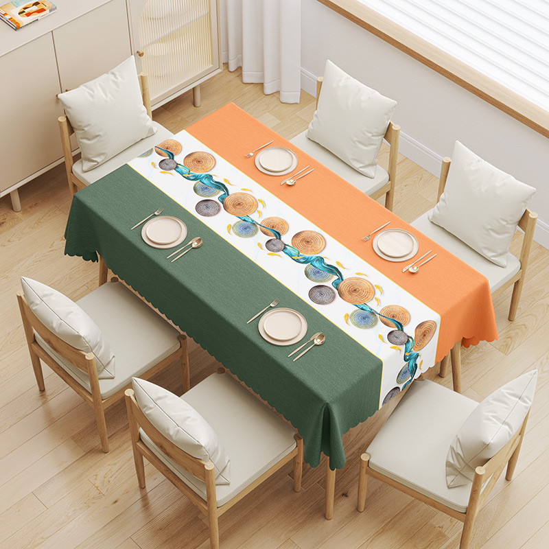 YL-38676 Custom Premium Tablecloth - Waterproof, Oil-proof, Wash-free, Heat-resistant, Thickened PVC, Simple Home Coffee Table Cloth