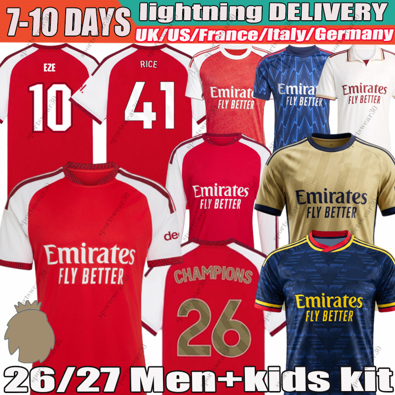 arsenally jersey 26 27 champions SAKA RICE GYOKERES 25 26 Soccer Jerseys ODEGAARD HAVERTZ ZUBIMENDI SALIBA MARTINELLI XXXL 4XL Football Shirt Men
