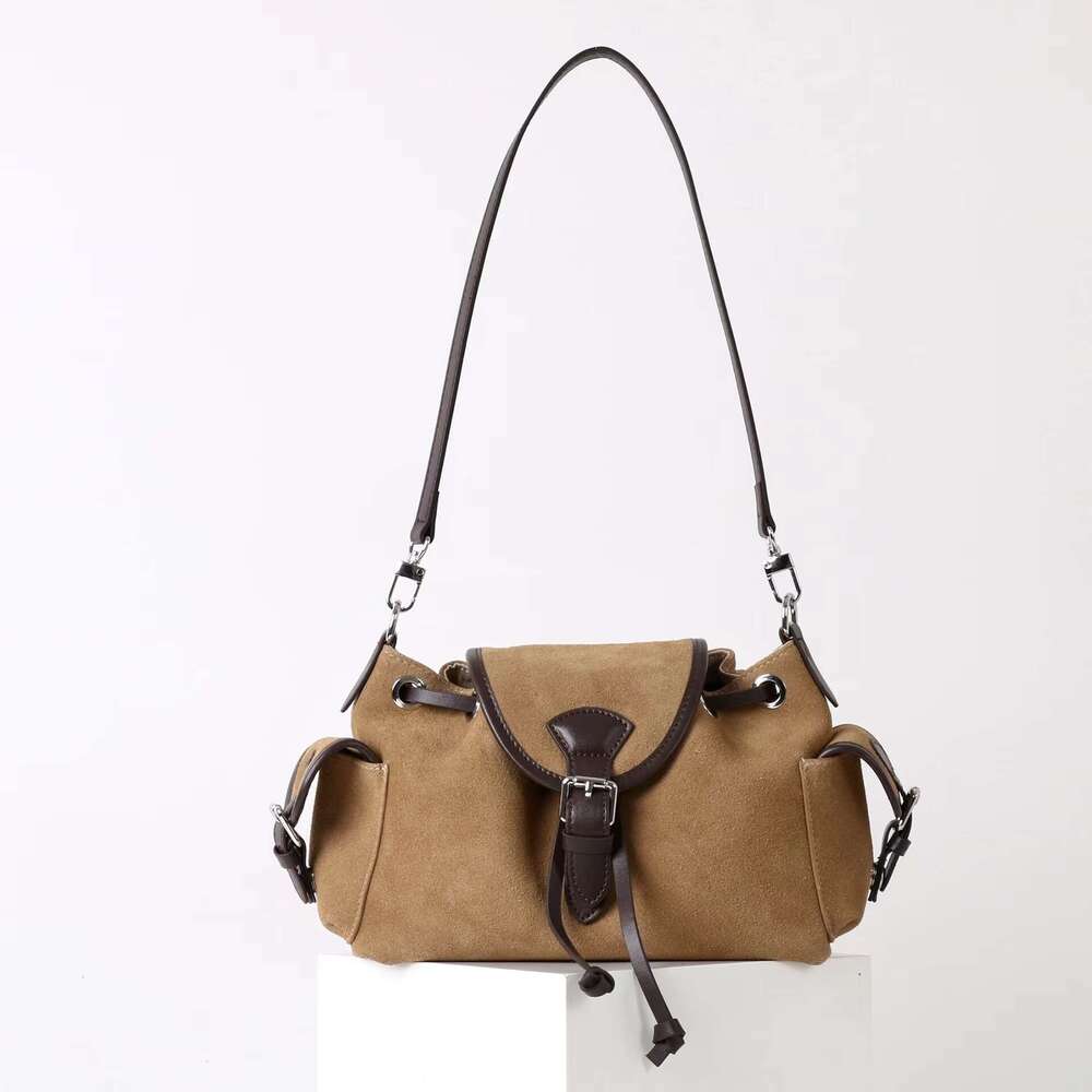 New Arrival Matte Cowhide Tote Bag Color Block Multi Pocket Design Retro Fashion Versatile Casual Commute Daily Crossbody Shoulder Bag SENYY
