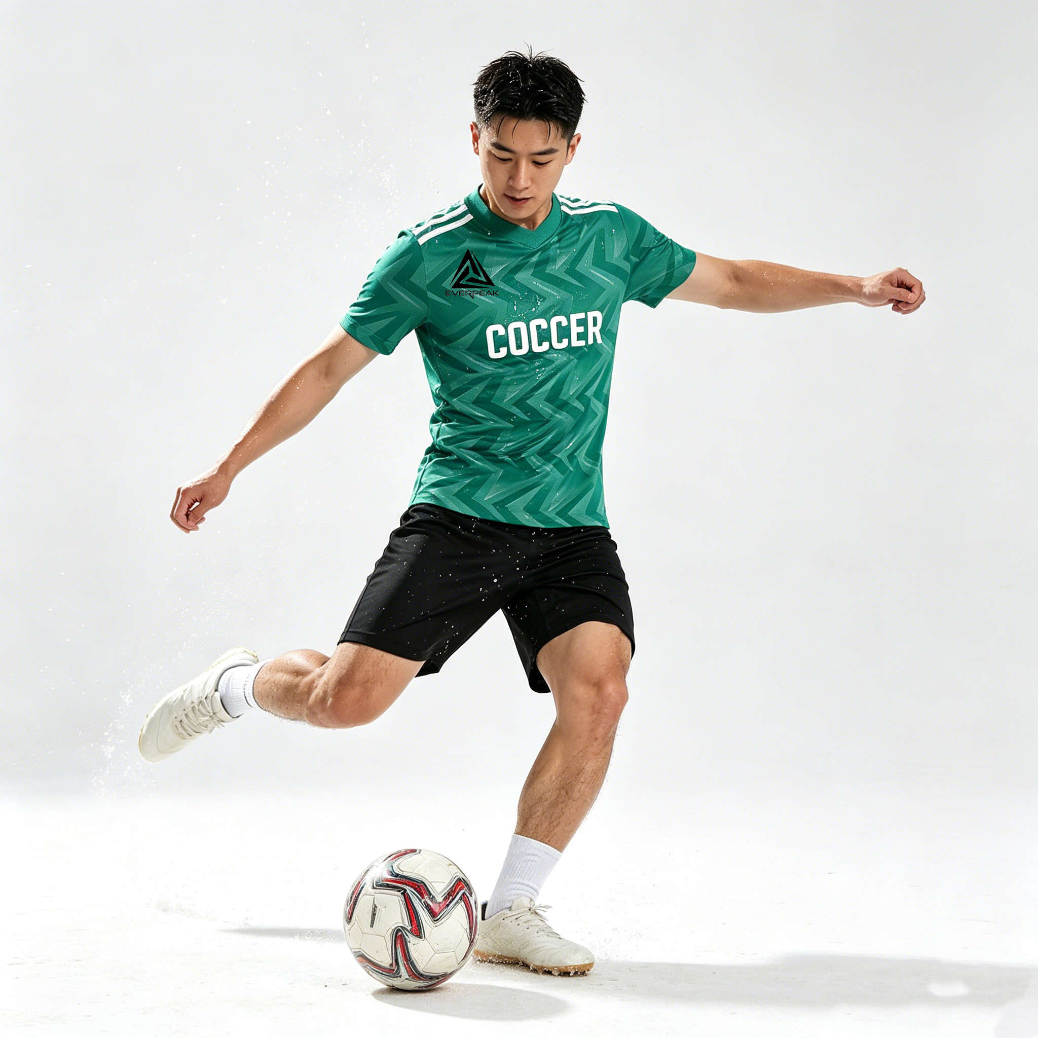 Custom Zigzag Soccer Jersey Set Men Breathable Football Uniform with Shorts Customizable Team Name Number Logo for Matches - view 3