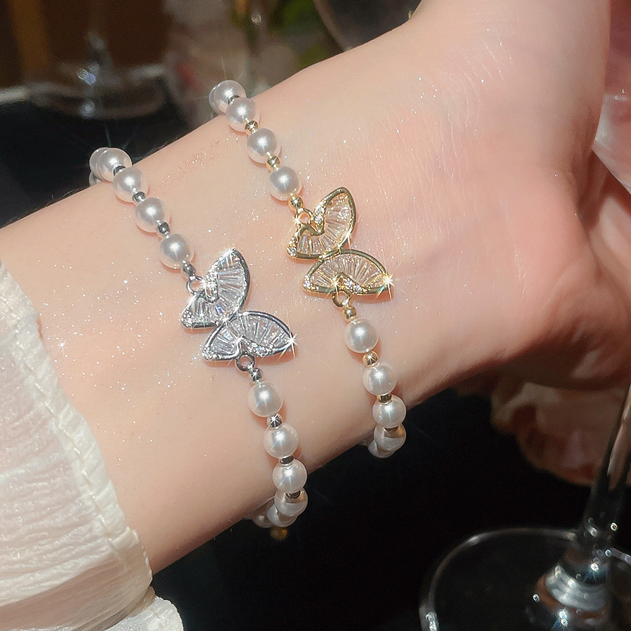 Butterfly design natural pearl bracelet, light luxury designer style, direct from the factory, cross-border wholesale - view 6