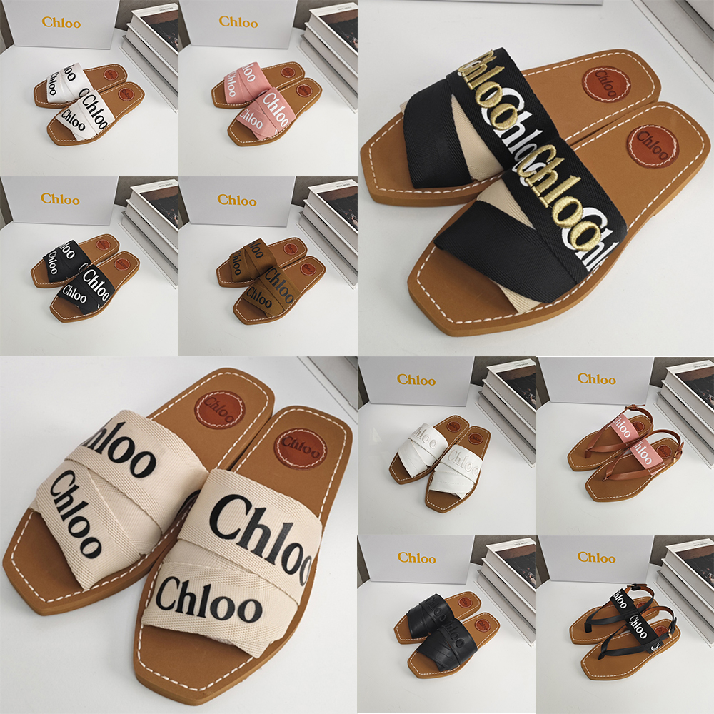 Luxury Designer Woody Slides Women Classic Letter Print Flat Slippers Casual Outdoor Beach Sandals Fashion Comfortable Soft Sole Ladies Summer Daily Wear Shoes